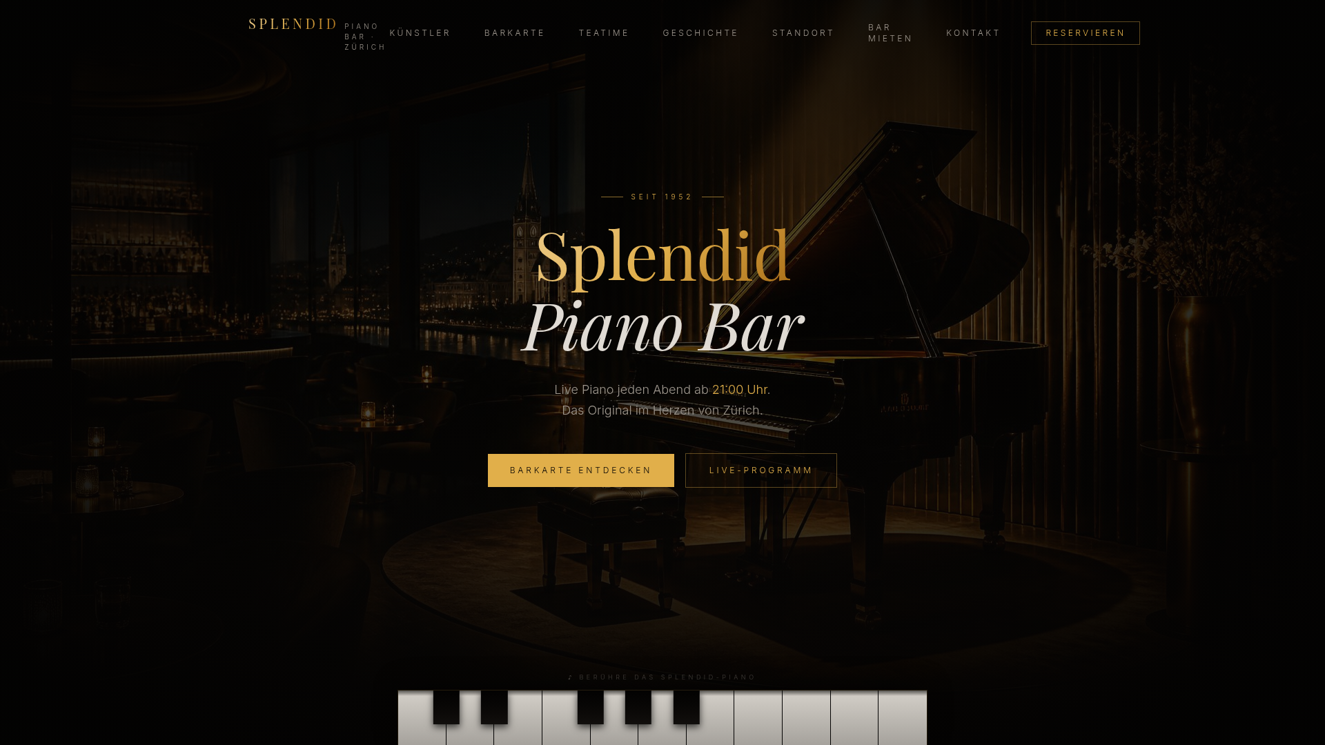 Referenzprojekt von Apex Webdesign: Splendid Piano Bar, Webdesign Gastronomie | Zürich